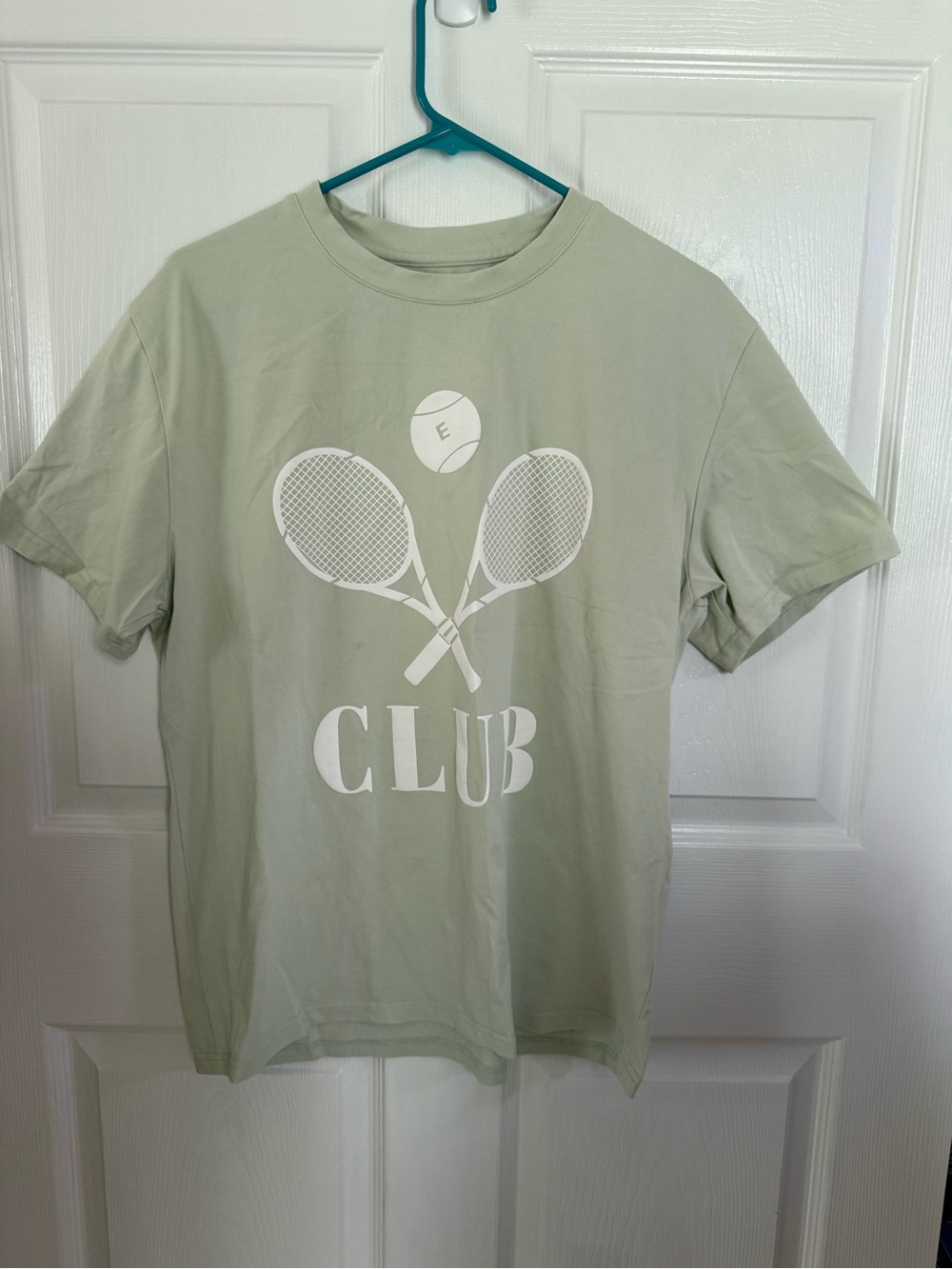 EllandEmm Club Graphic Tee - Light Sage Green Shirt worn once